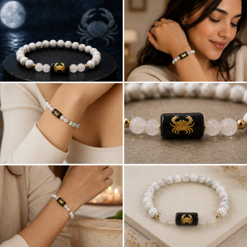 Cancer (कर्क राशि) Zodiac Howlite & Milky Quartz Bracelet - 4