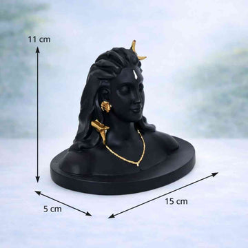 Dhyana Mudra Adiyogi Shiva Black Idol - 8 Inch - 2