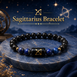 Sagittarius (धनु राशि) Zodiac Black Obsidian & Lapis Lazuli Bracelet