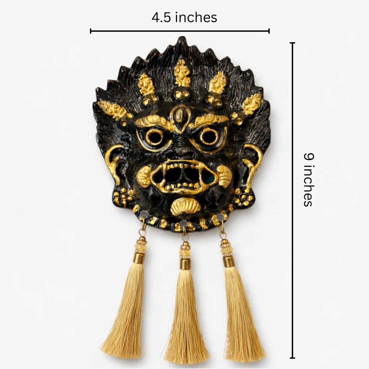Kirtimukh  Wall Decor | Black With Tassel | Free Jaap Counter