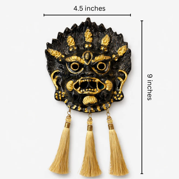 Kirtimukh  Wall Decor | Black With Tassel | Free Jaap Counter - 3