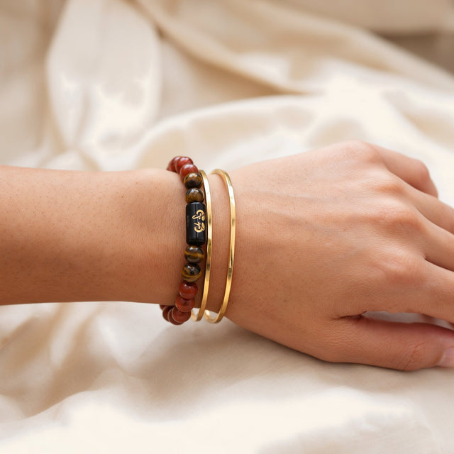 Aries zodiac red jasper and tiger's eye bracelet - her 3