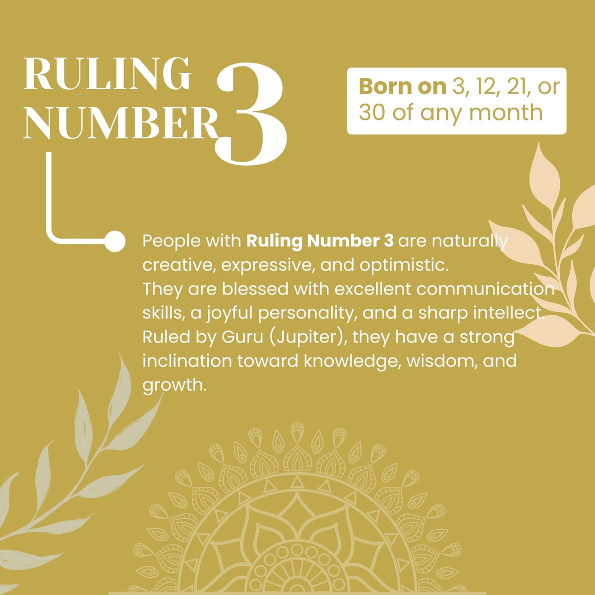 Ruling Number 3 | Crystal Bracelet | Numerology Bracelet - 8mm