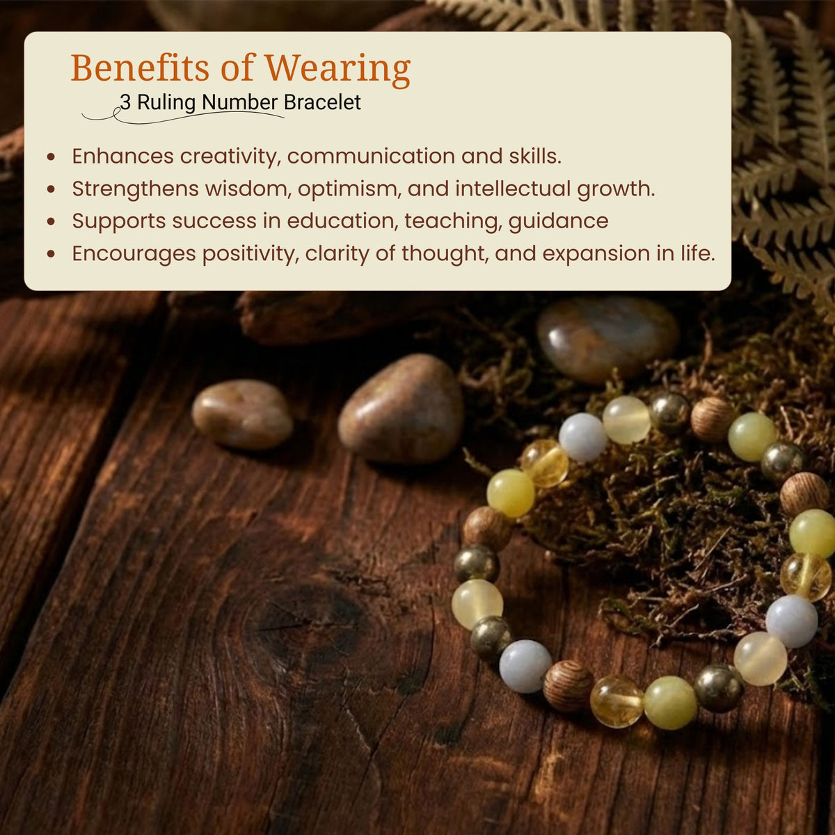 Ruling Number 3 | Crystal Bracelet | Numerology Bracelet - 8mm