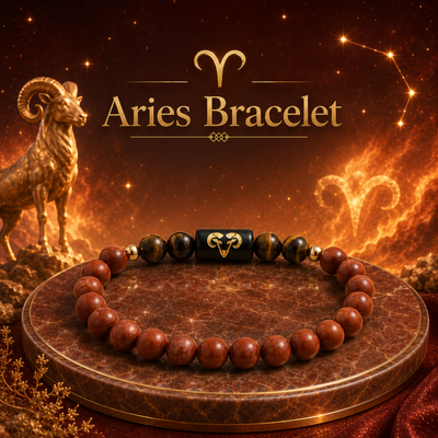 Aries (मेष राशि) Zodiac Red Jasper & Tiger's Eye Bracelet
