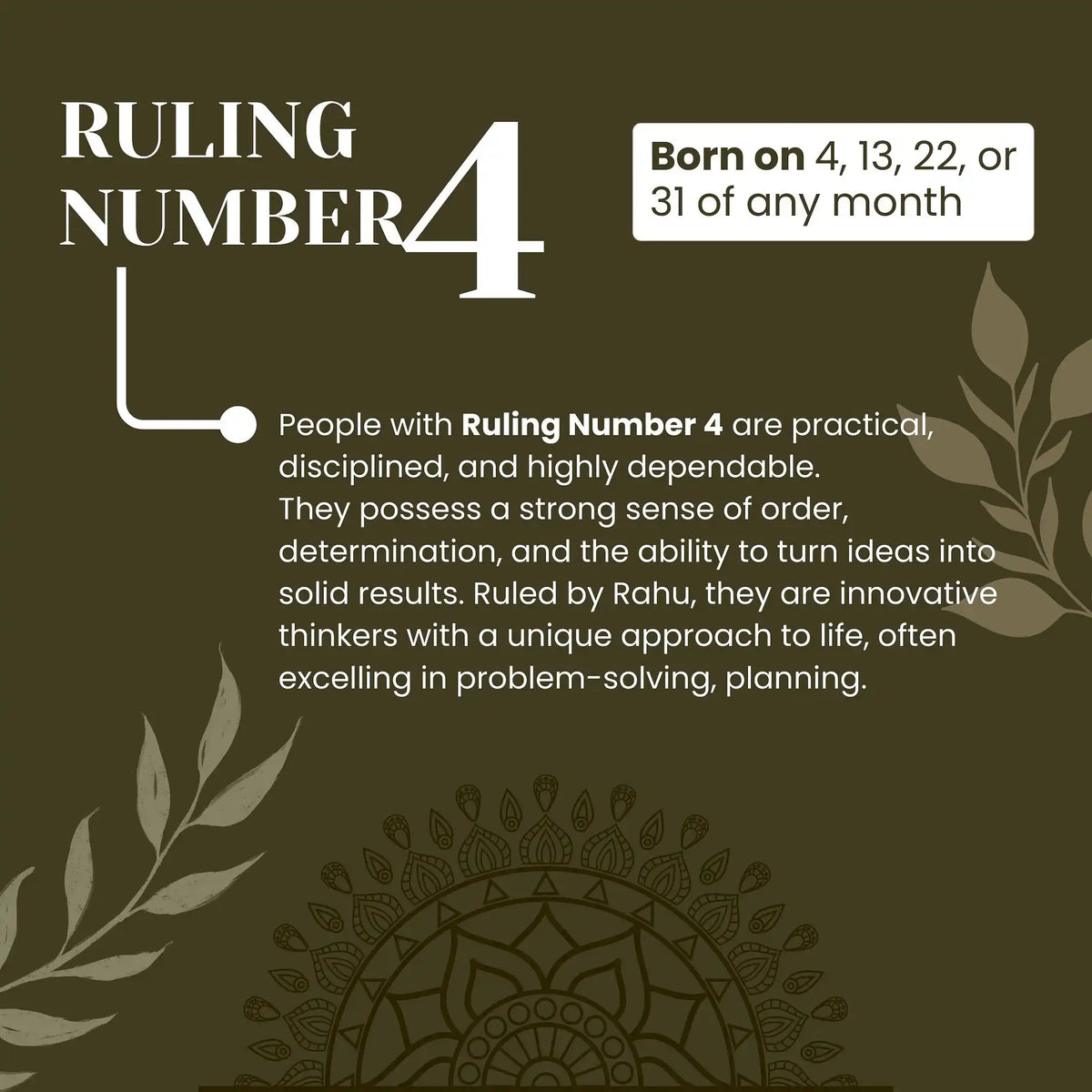 Ruling Number 4 | Crystal Bracelet | Numerology Bracelet - 8mm
