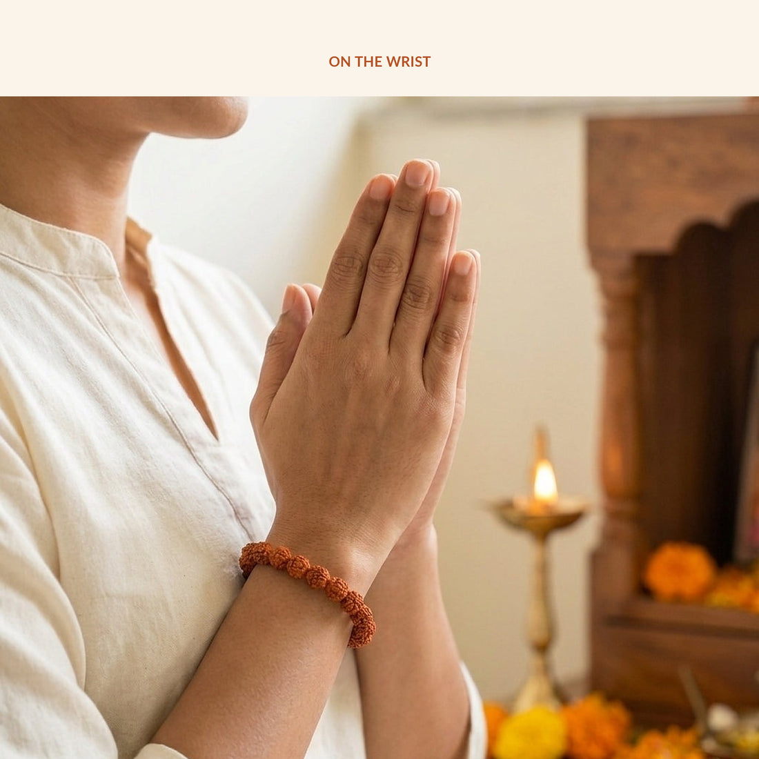 5 Mukhi Rudraksha Bracelet, in use