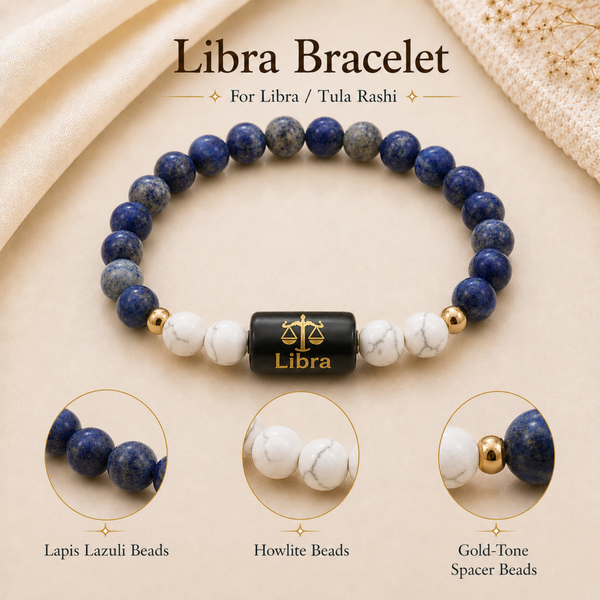 Libra (तुला राशि) Zodiac Lapis Lazuli & Howlite Bracelet - 2