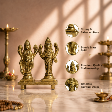 Vishnu and Lakshmi Brass Idol – Small (Standing) - 3
