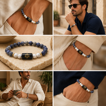 Libra (तुला राशि) Zodiac Lapis Lazuli & Howlite Bracelet - 4