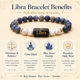 Libra (तुला राशि) Zodiac Lapis Lazuli & Howlite Bracelet