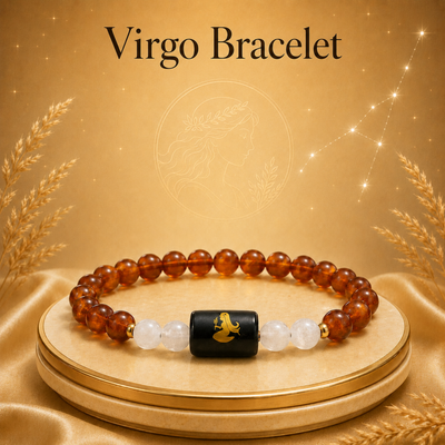 Virgo (कन्या राशि) Zodiac Carnelian & Milky Quartz Bracelet