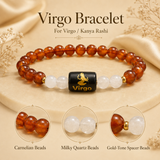 Virgo (कन्या राशि) Zodiac Carnelian & Milky Quartz Bracelet