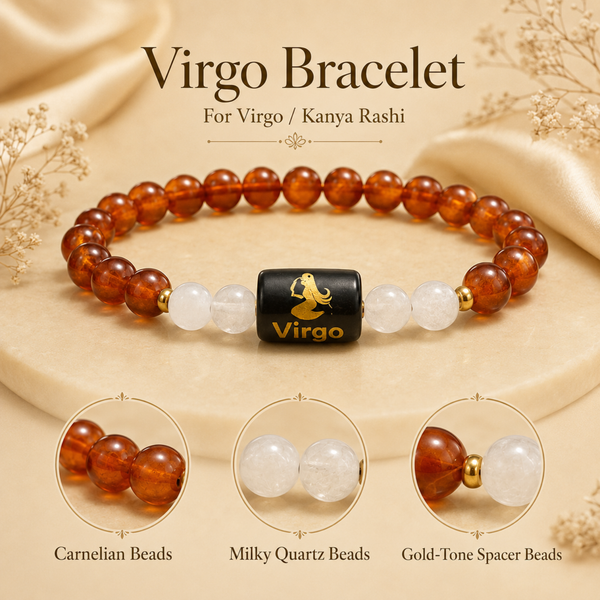 Virgo (कन्या राशि) Zodiac Carnelian & Milky Quartz Bracelet - 2