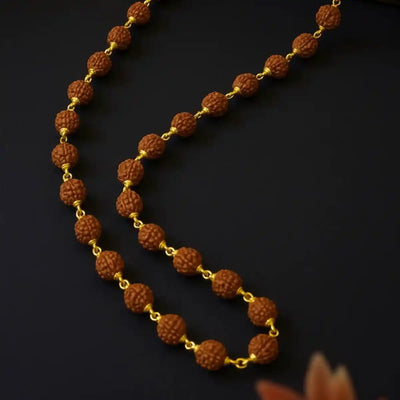 Gold Plated 5 Mukhi Rudraksha Mala