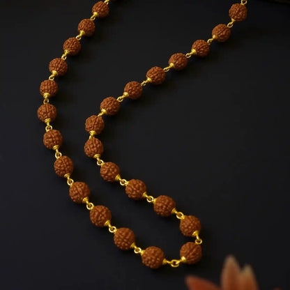 Gold Plated 5 Mukhi Rudraksha Mala