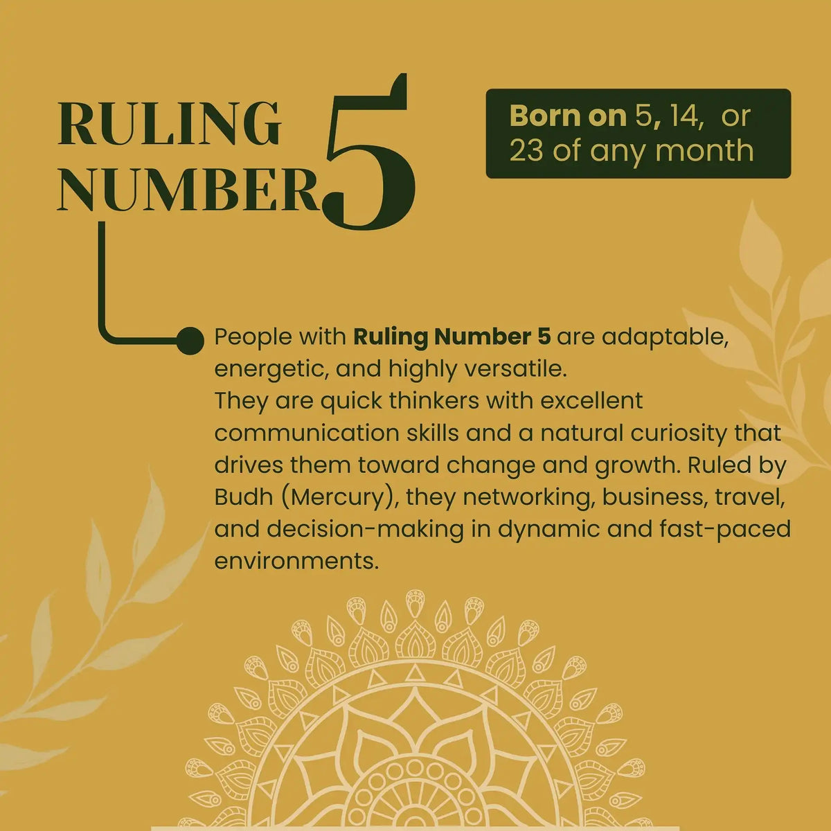 Ruling Number 5 | Crystal Bracelet | Numerology Bracelet - 8mm