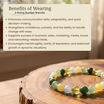 Ruling Number 5 | Crystal Bracelet | Numerology Bracelet - 8mm - 4