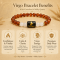 Virgo (कन्या राशि) Zodiac Carnelian & Milky Quartz Bracelet