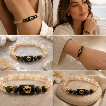Pisces (मीन राशि) Zodiac Tiger Eye & Citrine Bracelet - 4