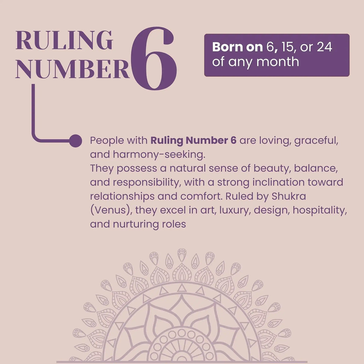 Ruling Number 6 | Crystal Bracelet | Numerology Bracelet - 8mm
