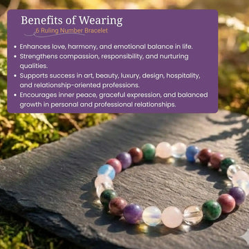 Ruling Number 6 | Crystal Bracelet | Numerology Bracelet - 8mm - 4