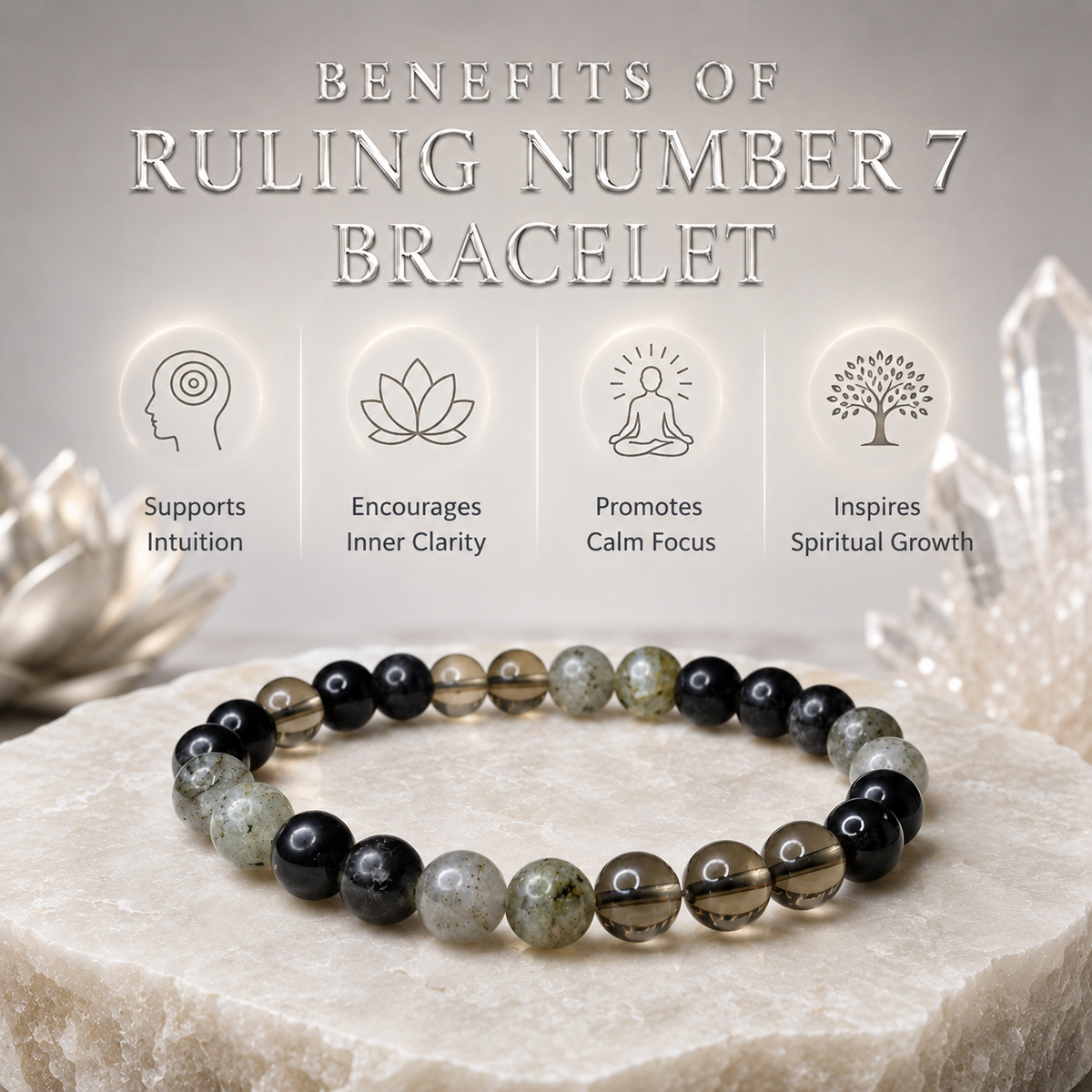Ruling Number 7 | Crystal Bracelet | Numerology Bracelet - 8mm