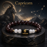Capricorn (मकर राशि) Zodiac Garnet & Milky Quartz Bracelet