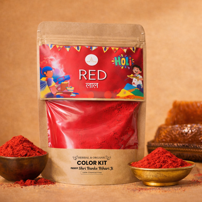 Organic Red Gulal – Divine Blessings of Shri Banke Bihari Ji (80 g)