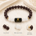 Capricorn (मकर राशि) Zodiac Garnet & Milky Quartz Bracelet