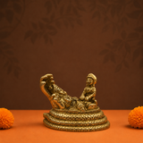 Vishnu and Lakshmi Brass Idol – Reclining Pose (Sheshnag)
