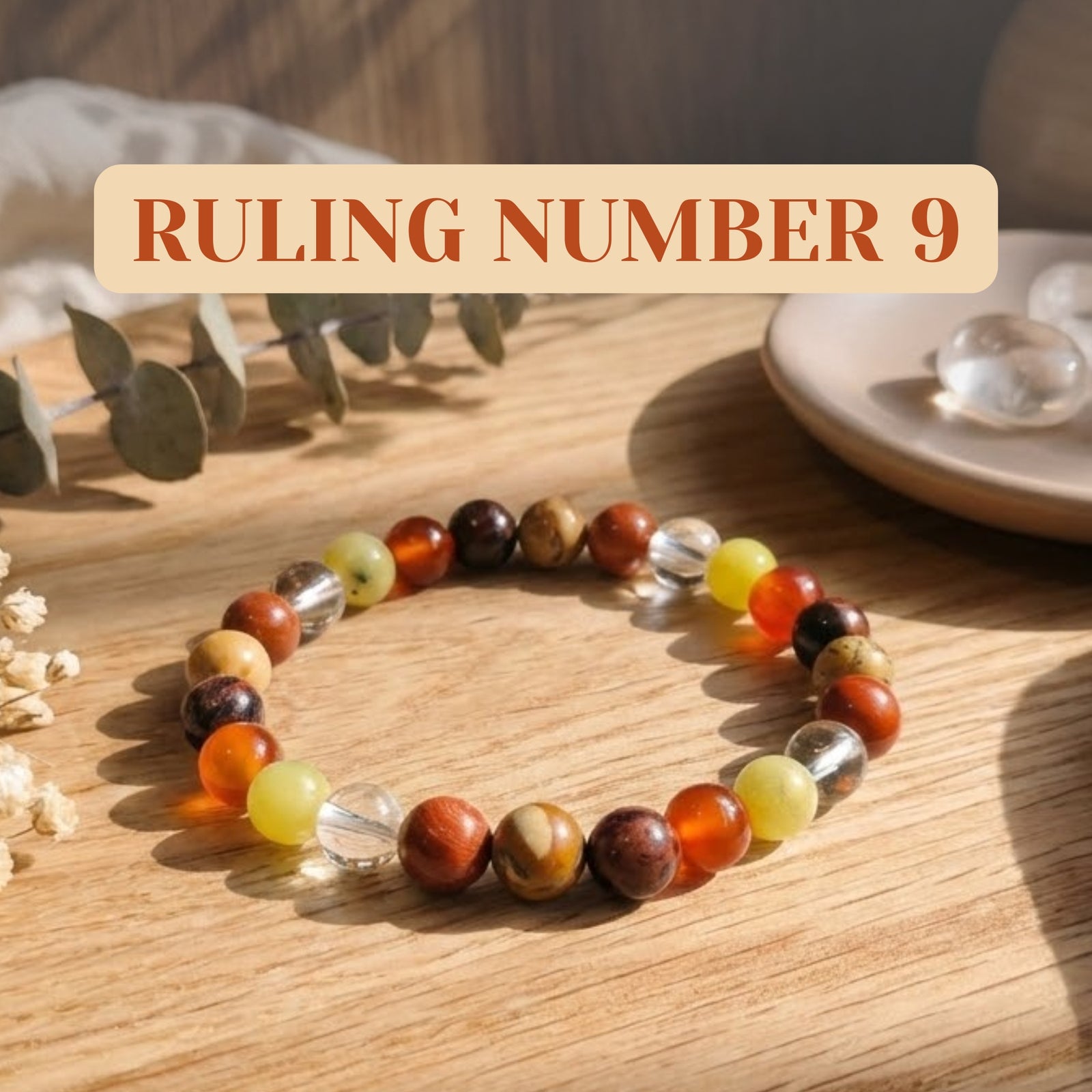 Ruling Number 9 | Crystal Bracelet | Numerology Bracelet - 8mm