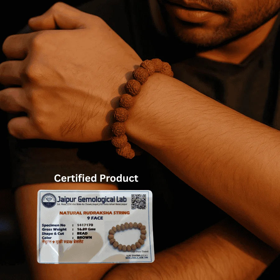 9 Mukhi Rudraksha Beads Bracelet