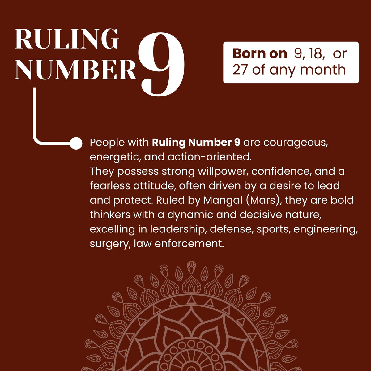 Ruling Number 9 | Crystal Bracelet | Numerology Bracelet - 8mm