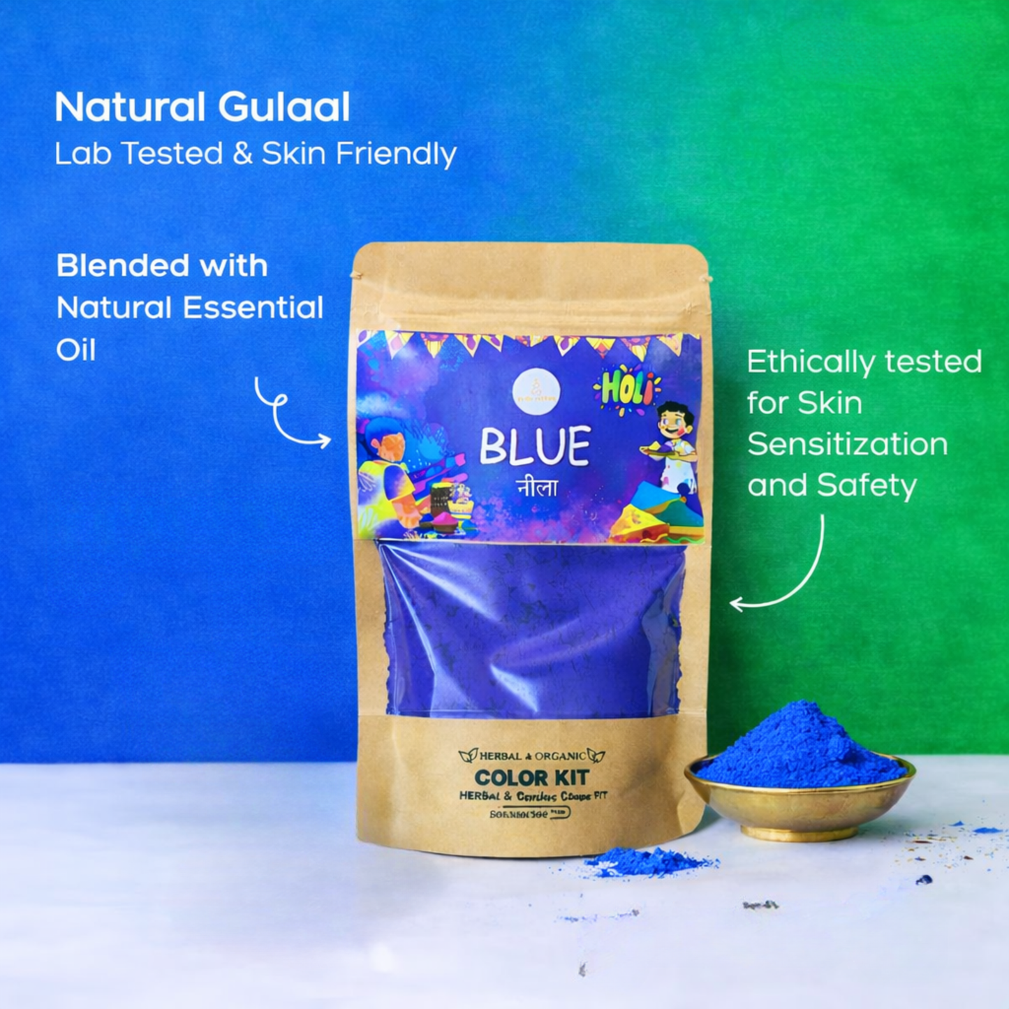 Organic Blue Gulal – Divine Blessings of Shri Banke Bihari Ji (80 g)