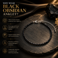 Natural Black Obsidian Anklet