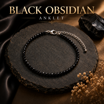 Natural Black Obsidian Anklet - 2