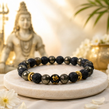 Om Pyrite Lava Bracelet - 1