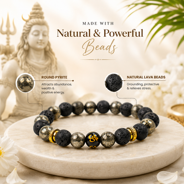 Om Pyrite Lava Bracelet - 2