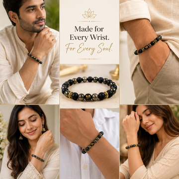 Om Pyrite Lava Bracelet - 3