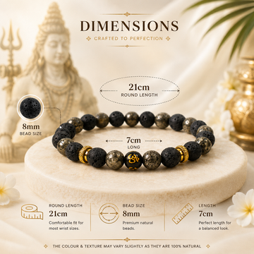 Om Pyrite Lava Bracelet - 4