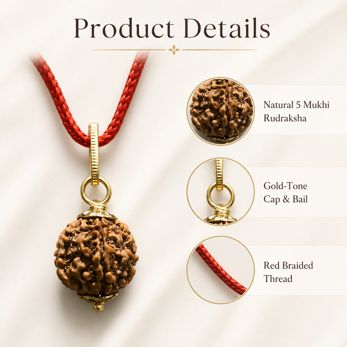 5 Mukhi Rudraksha pendent