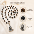 Silver-Capped Rudraksha Karungali Mala with Lord Murugan Pendant
