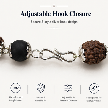 Silver-Capped Rudraksha Karungali Mala with Lord Murugan Pendant - 4