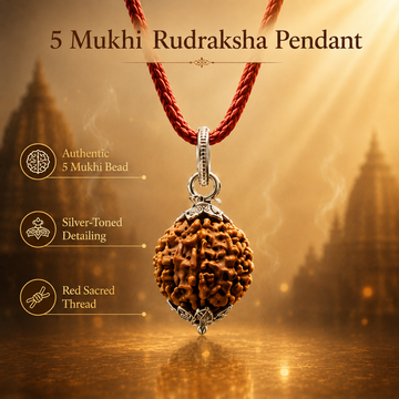 Sacred Harmony 5 Mukhi Rudraksha Pendant & Gold-Plated Bracelet Combo - 3