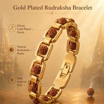 Sacred Harmony 5 Mukhi Rudraksha Pendant & Gold-Plated Bracelet Combo - 5