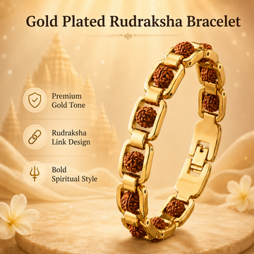 Divine Aura 7 Mukhi Rudraksha Pendant & Gold-Plated Bracelet Combo - 2