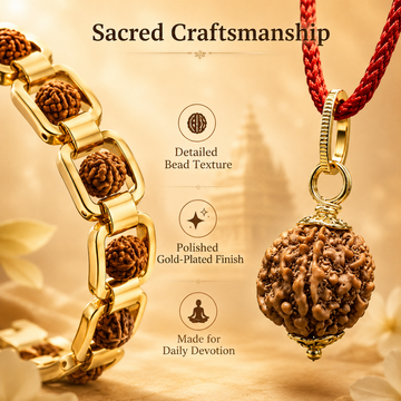 Divine Aura 7 Mukhi Rudraksha Pendant & Gold-Plated Bracelet Combo - 3