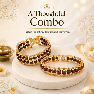 5 Mukhi Double layer with Single layer Rudraksha bracelet combo - 5