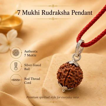 Powerful Double Layer gold plated rudraksha bracelet with 7 Mukhi Rudraksha Pendent - 4
